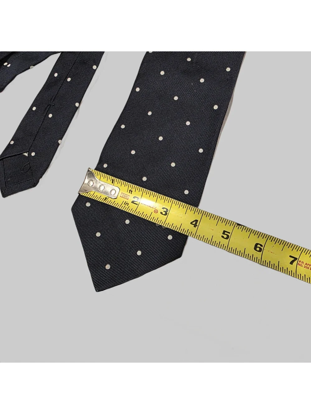 Loro Piana Luxury Tie Necktie SUITS Mes SILK  Dark Navy Polka Dots Long 61x3.3/4